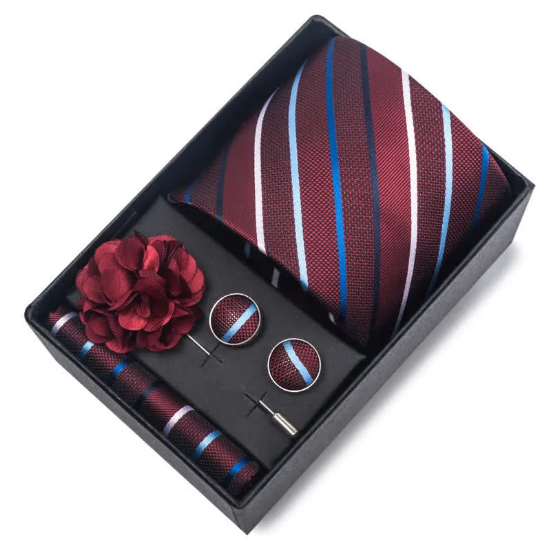 4Pcs Men's Attractive Bright Red Series Necktie Set