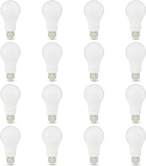 A19 LED Light Bulb, 10,000 Hour Lifetime, Non-dimmable Warm White 3000K (16-Pack)