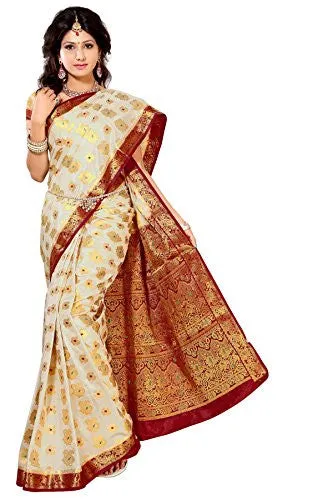 Alankrita Half White X Meroon Kanchipuram Art Silk Jacquard Saree