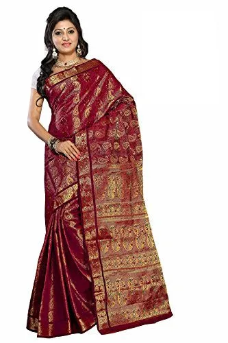 Alankrita Kanchipuram Art Silk Mango Meena Brocket Rich Pallu Saree With Stones(Maroon)