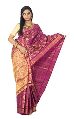 Alankrita Kanchipuram Art Silk Mango Meena Brocket Rich Pallu Saree With Stones(Rani)