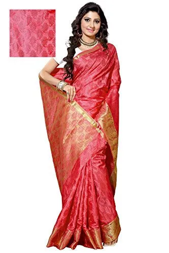 Alankrita Self Design Kanchipuram Art Silk Emboss Tissue Pallu Saree Gajari Color