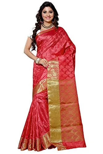 Alankrita Self Design Kanchipuram Art Silk Emboss Tissue Pallu Saree Gajari Color