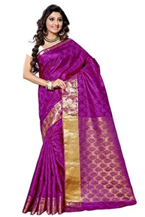 Alankrita Self Design Kanchipuram Art Silk Emboss Tissue Pallu Saree Mejanta Color