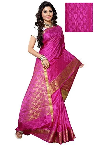 Alankrita Self Design Kanchipuram Art Silk Emboss Tissue Pallu Saree Rani Color