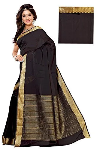 Alankrita Women's Crepe Saree(KALA000368-BLACK_Black)