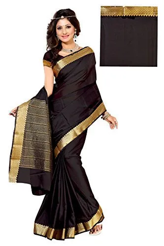 Alankrita Women's Crepe Saree(KALA000368-BLACK_Black)