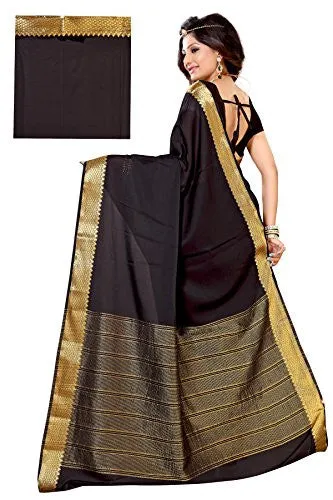 Alankrita Women's Crepe Saree(KALA000368-BLACK_Black)