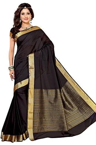 Alankrita Women's Crepe Saree(KALA000368-BLACK_Black)