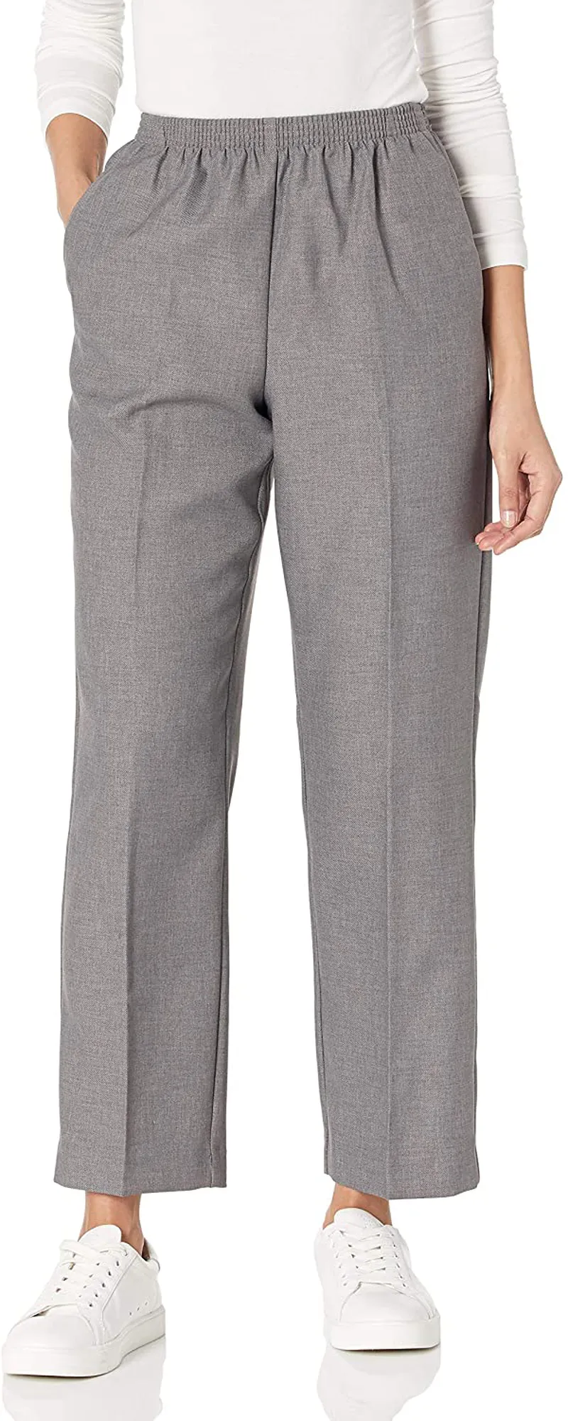 Alfred Dunner Women's All Around Elastic Waist Polyester Petite Pants Poly Proportioned Medium