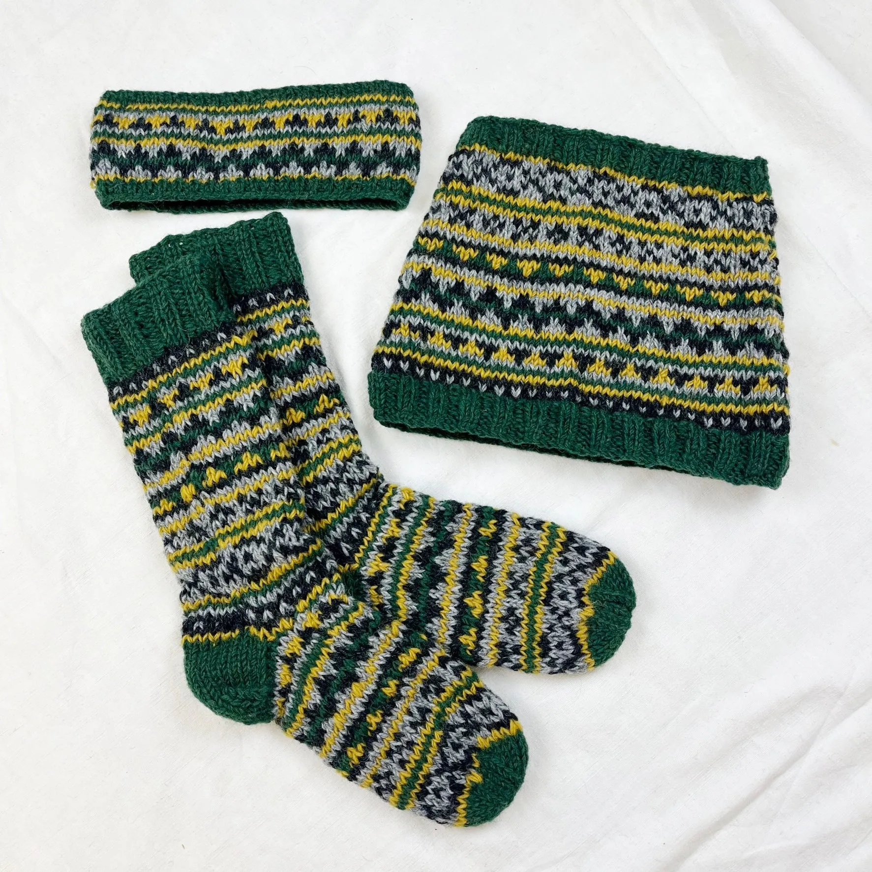 ANEKA Fair Isle Lined Wool Slipper Socks S/M/L (WS)