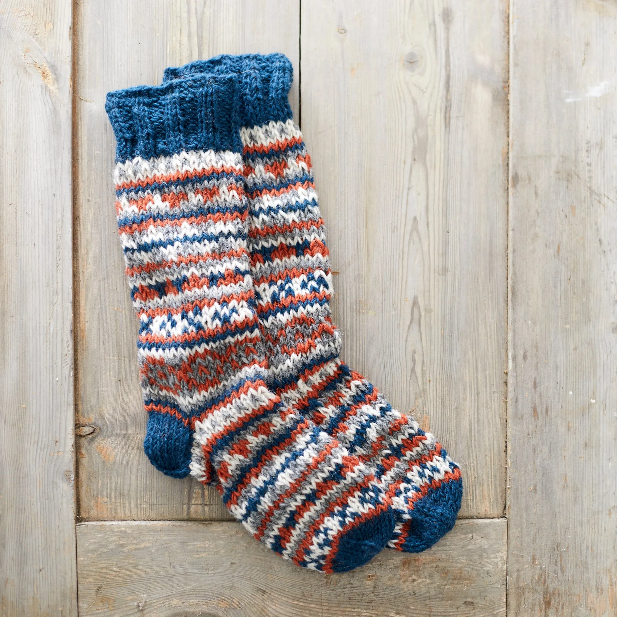 ANEKA Fair Isle Lined Wool Slipper Socks S/M/L (WS)