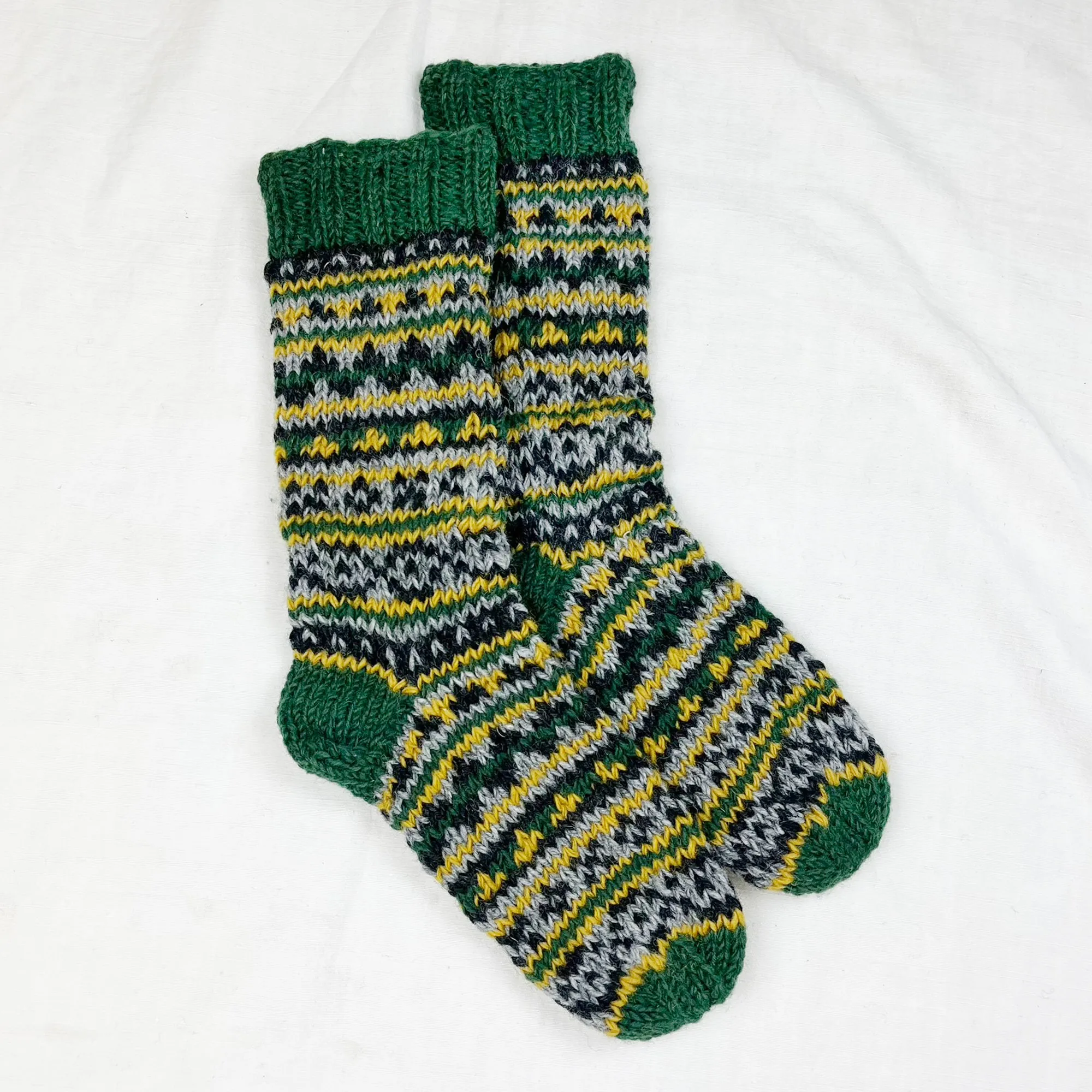 ANEKA Fair Isle Lined Wool Slipper Socks S/M/L (WS)