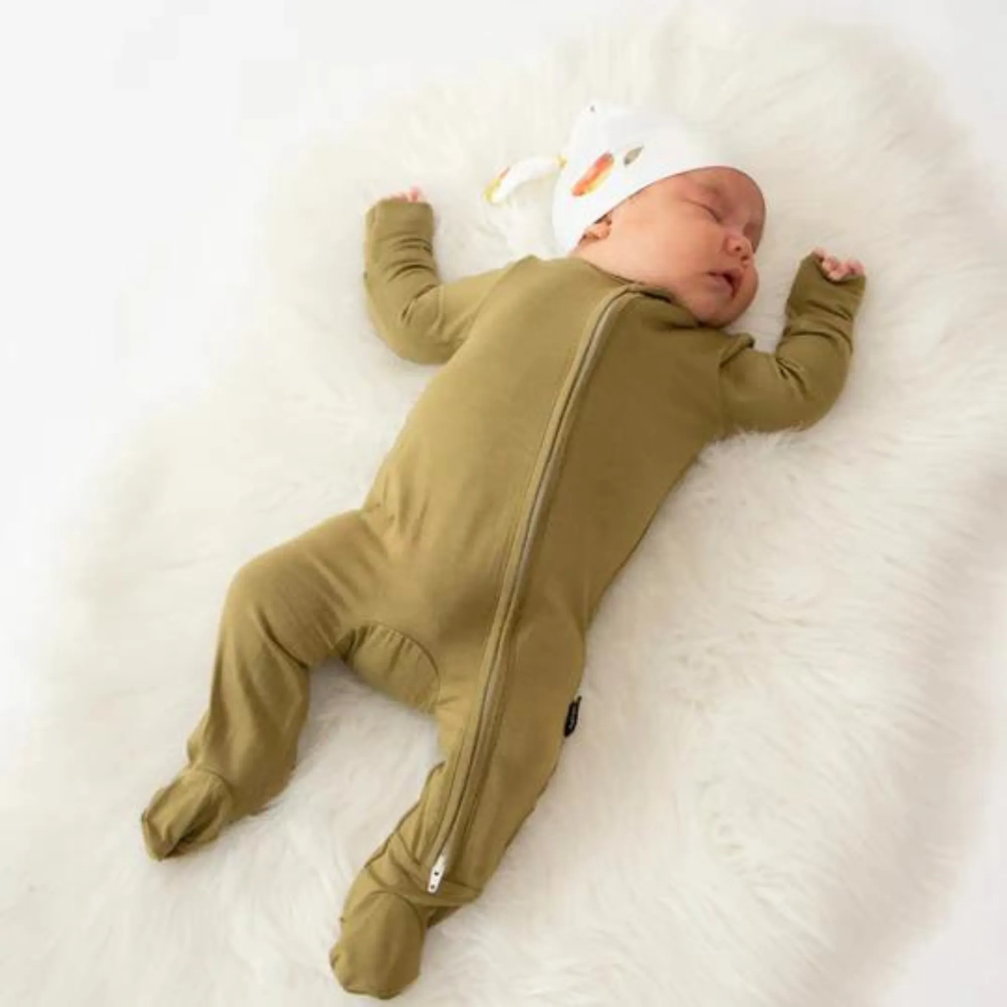 BELAN J Footed Zipper Sleeper - Basil