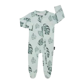 BELAN J Footed Zipper Sleeper - Tropical Leaves