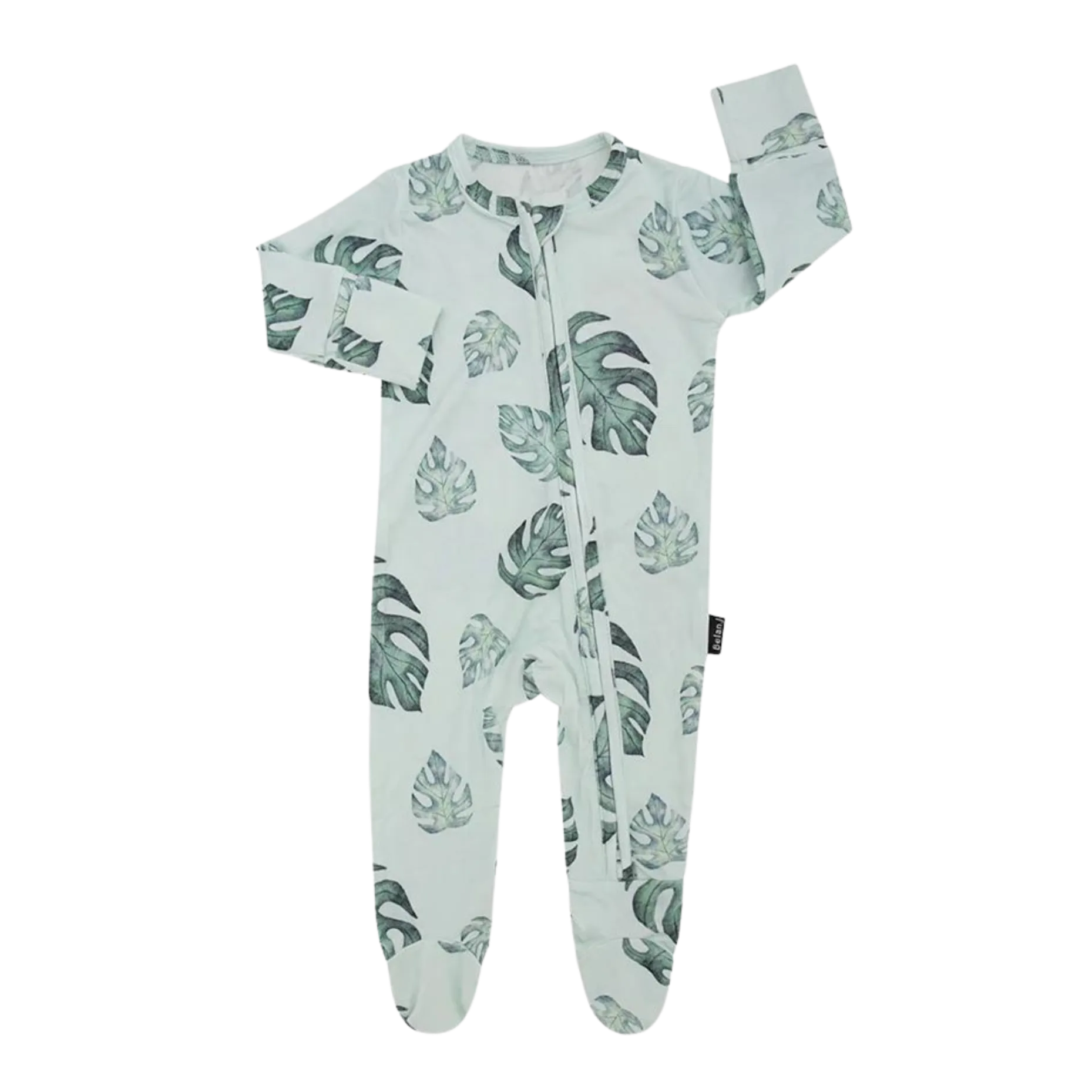 BELAN J Footed Zipper Sleeper - Tropical Leaves