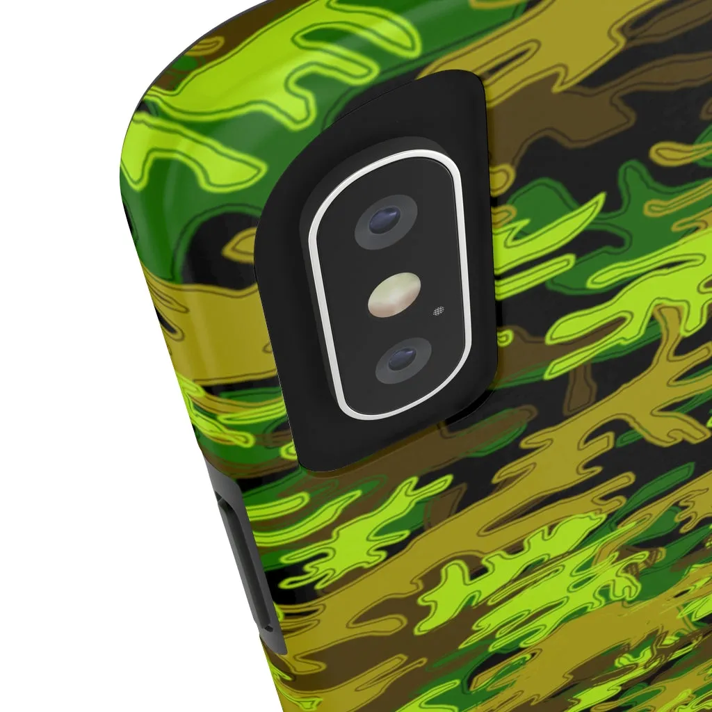 Black Green Camo iPhone Case, Camouflage Case Mate Tough Samsung Galaxy Phone Cases