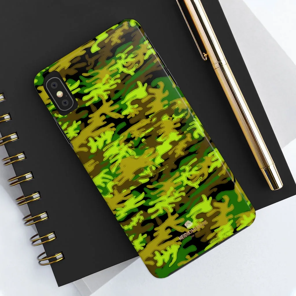 Black Green Camo iPhone Case, Camouflage Case Mate Tough Samsung Galaxy Phone Cases