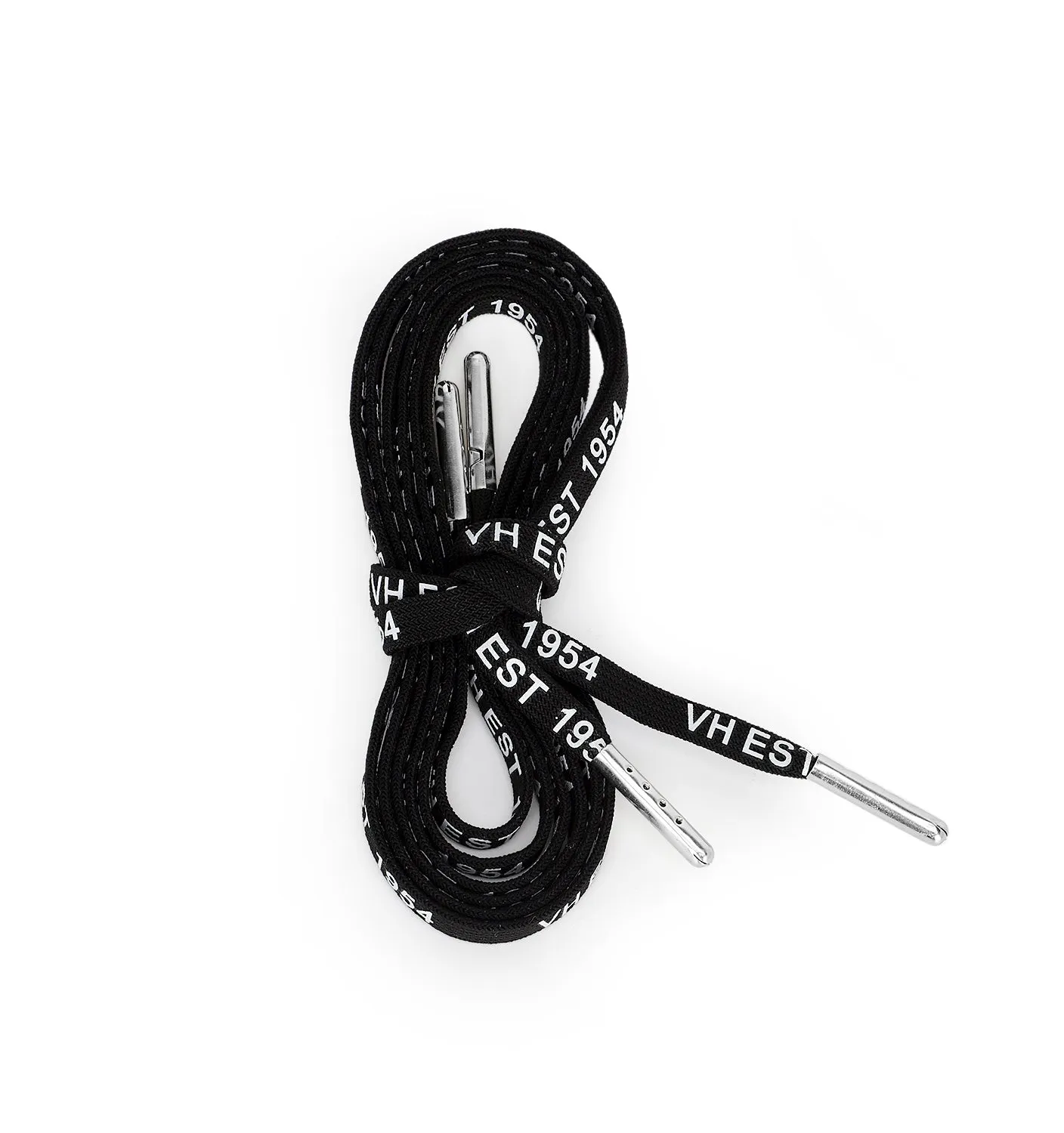 BLACK WHITE SILVER TIP LACES