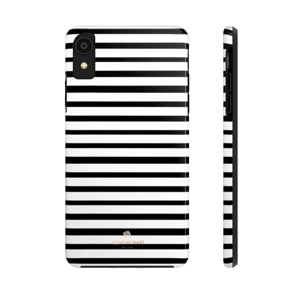 Black White Striped iPhone Case, Designer Case Mate Tough Samsung Galaxy Phone Cases