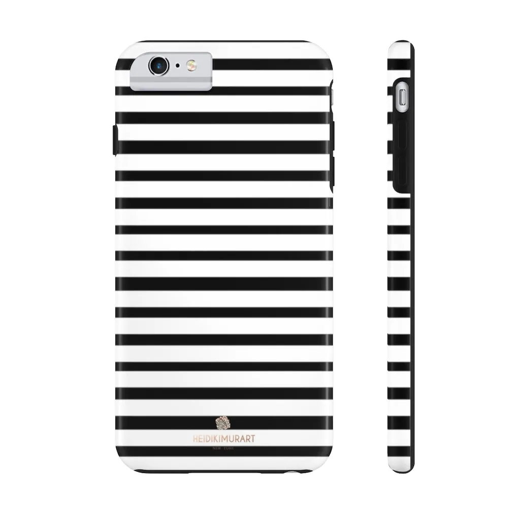 Black White Striped iPhone Case, Designer Case Mate Tough Samsung Galaxy Phone Cases