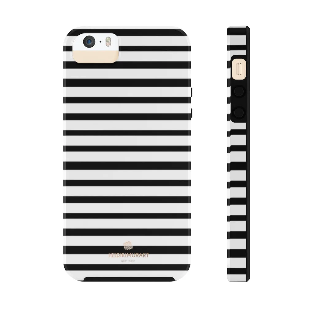 Black White Striped iPhone Case, Designer Case Mate Tough Samsung Galaxy Phone Cases