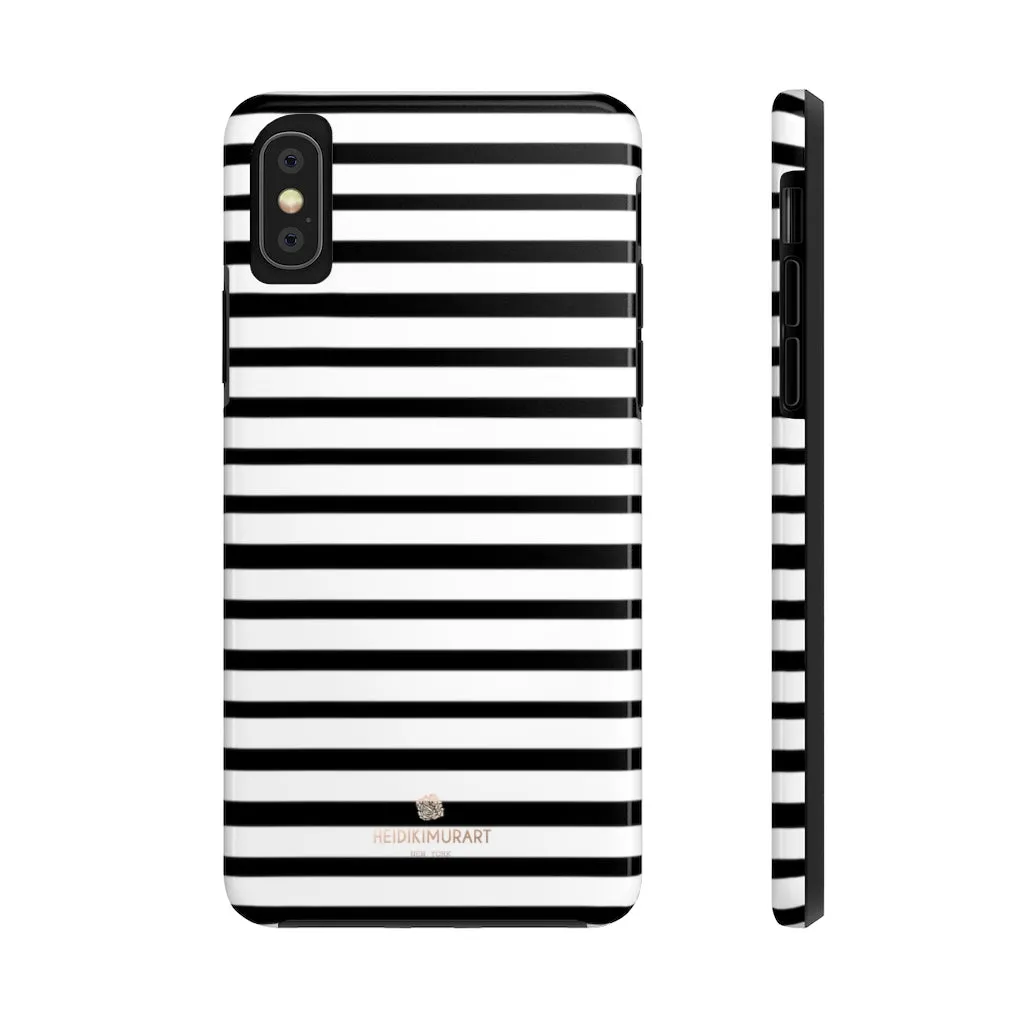 Black White Striped iPhone Case, Designer Case Mate Tough Samsung Galaxy Phone Cases