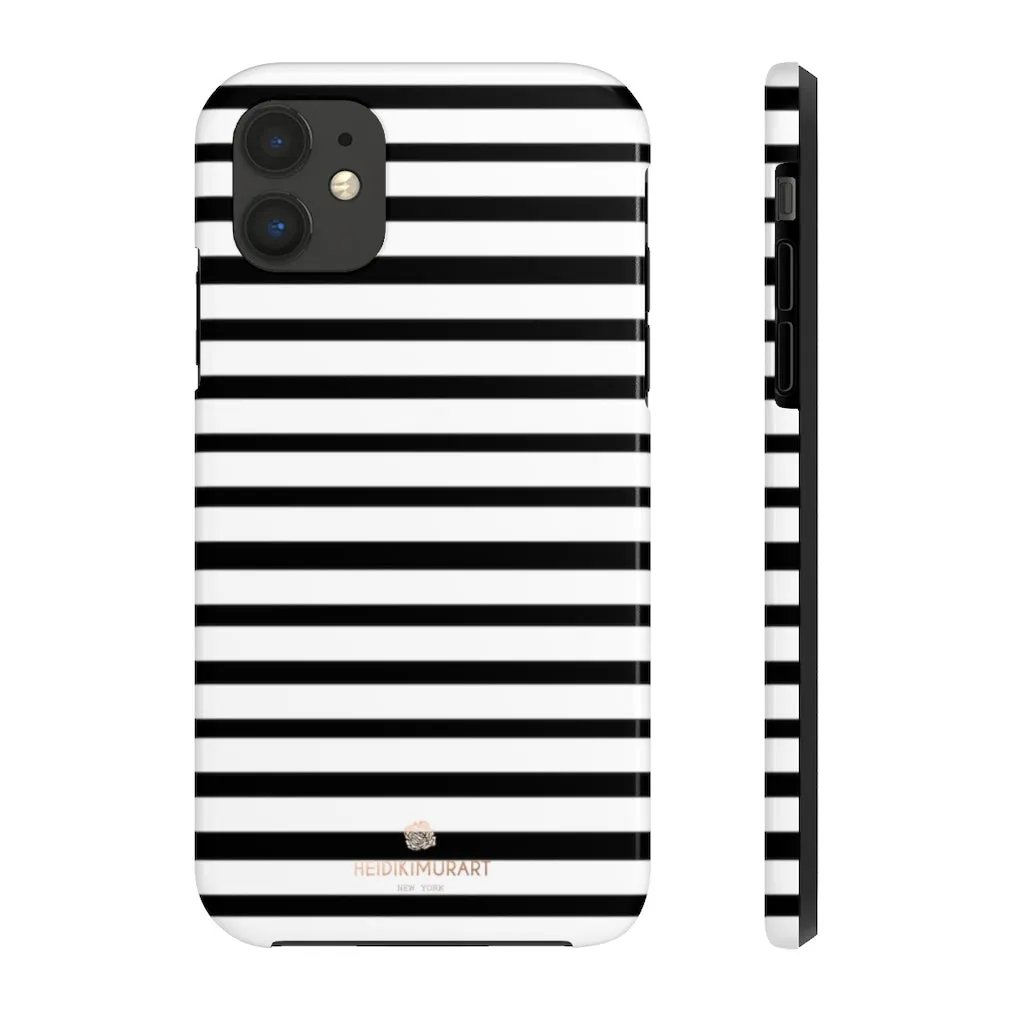 Black White Striped iPhone Case, Designer Case Mate Tough Samsung Galaxy Phone Cases