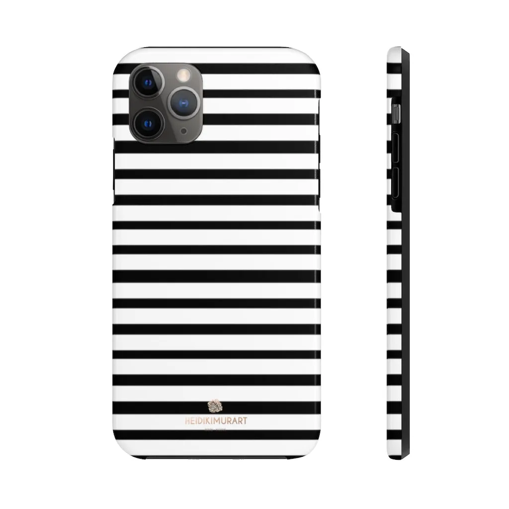 Black White Striped iPhone Case, Designer Case Mate Tough Samsung Galaxy Phone Cases