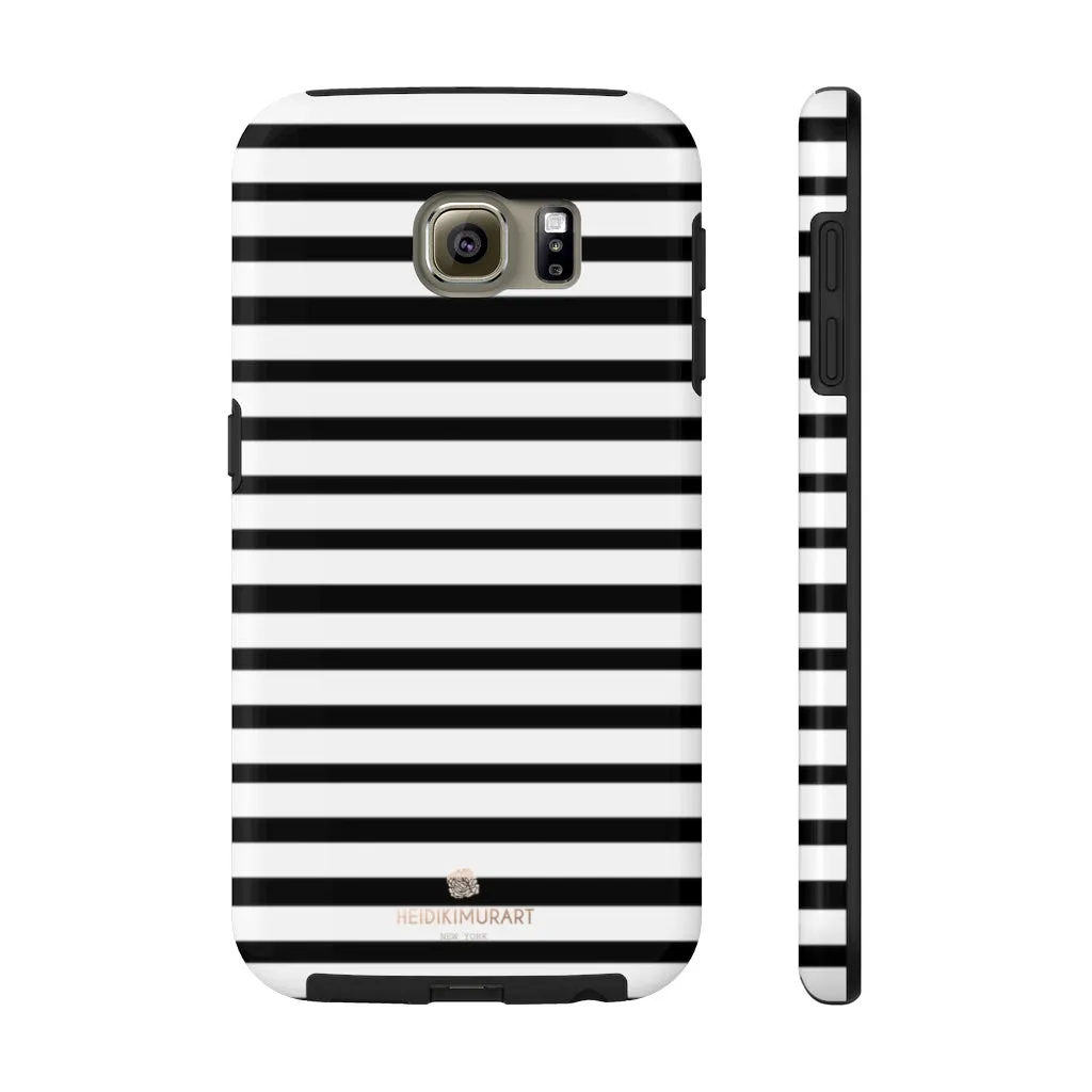 Black White Striped iPhone Case, Designer Case Mate Tough Samsung Galaxy Phone Cases