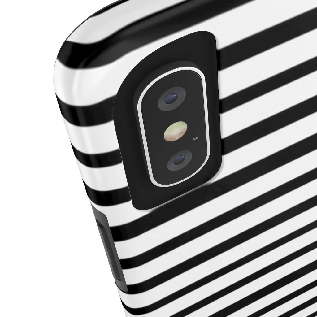 Black White Striped iPhone Case, Designer Case Mate Tough Samsung Galaxy Phone Cases