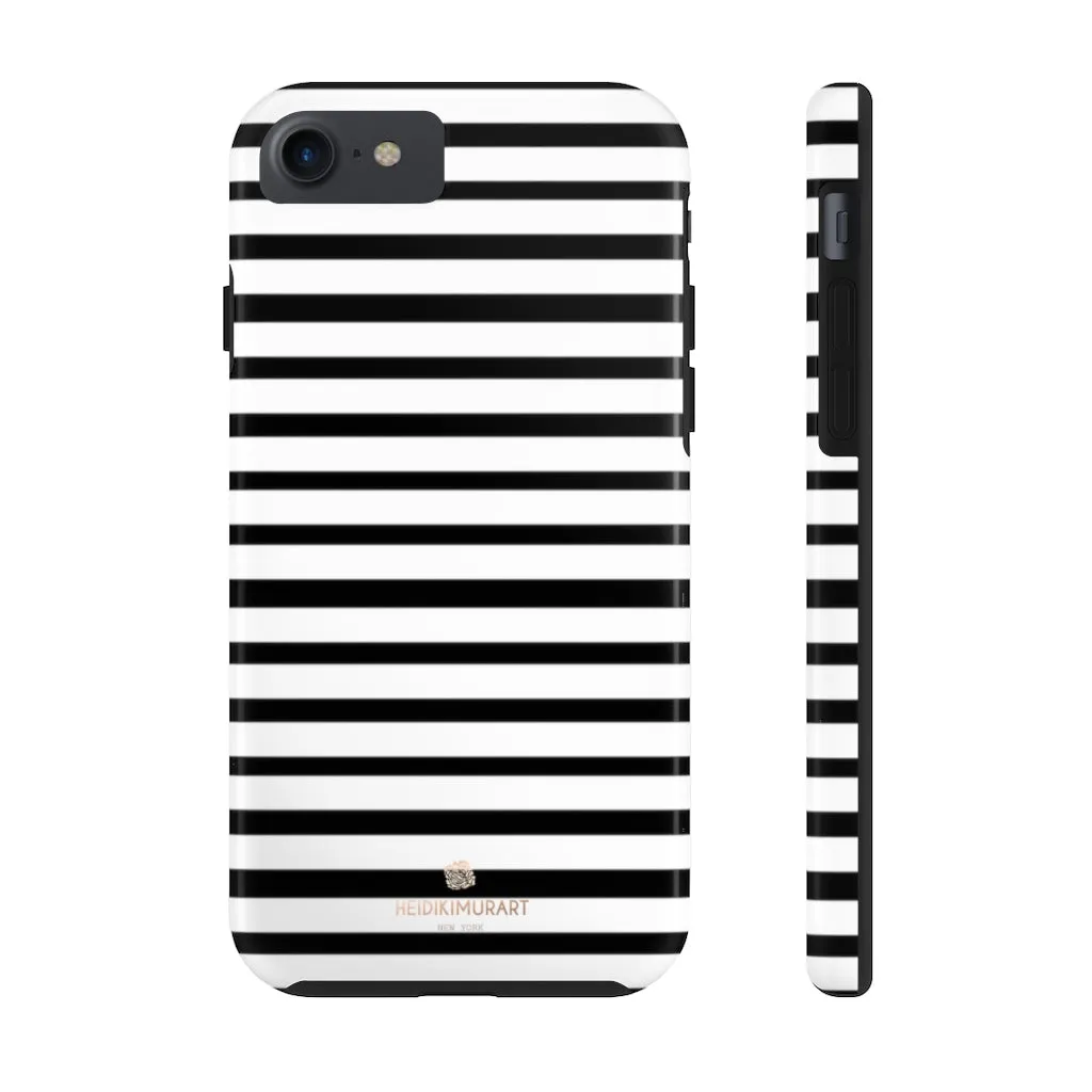 Black White Striped iPhone Case, Designer Case Mate Tough Samsung Galaxy Phone Cases