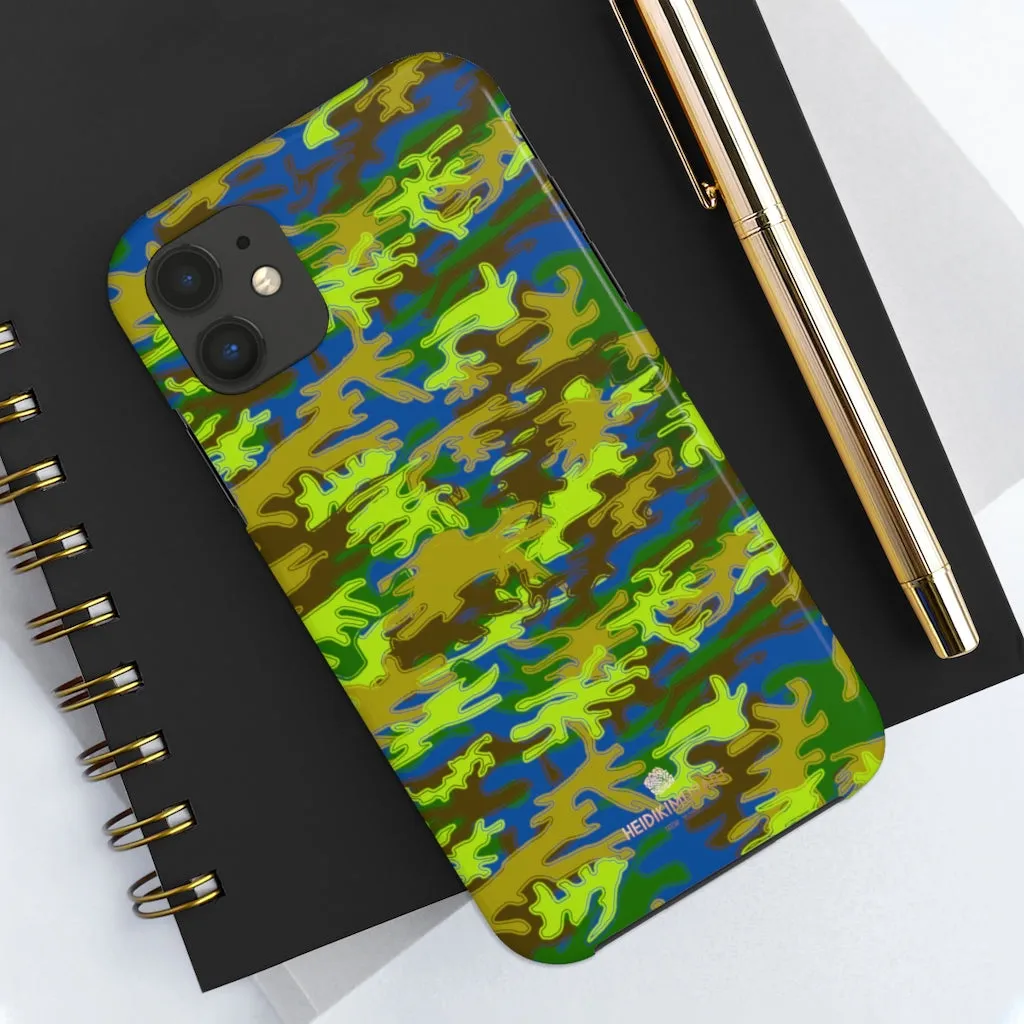 Blue Green Camo iPhone Case, Camouflage Case Mate Tough Samsung Galaxy Phone Cases