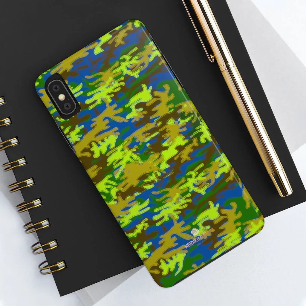 Blue Green Camo iPhone Case, Camouflage Case Mate Tough Samsung Galaxy Phone Cases