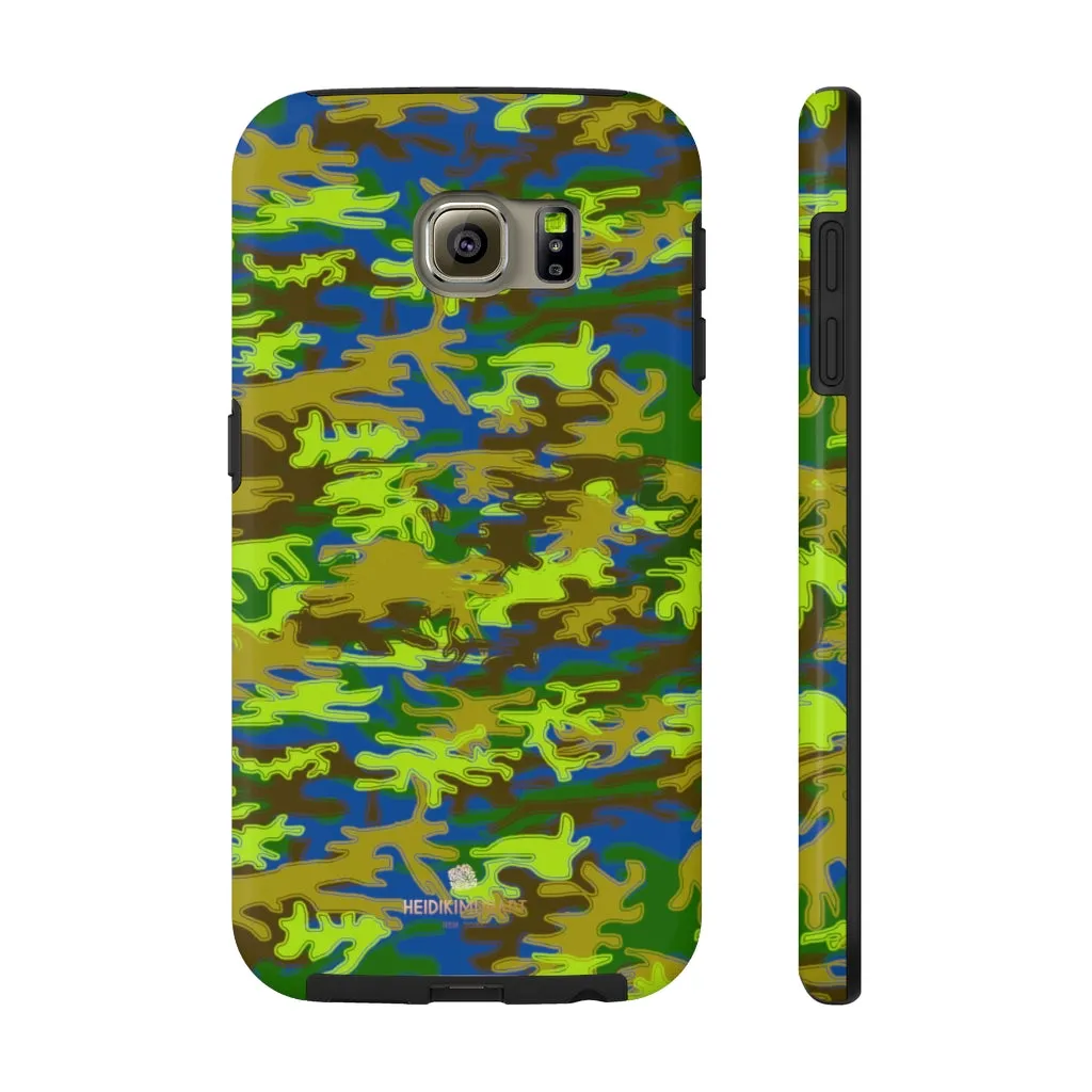 Blue Green Camo iPhone Case, Camouflage Case Mate Tough Samsung Galaxy Phone Cases