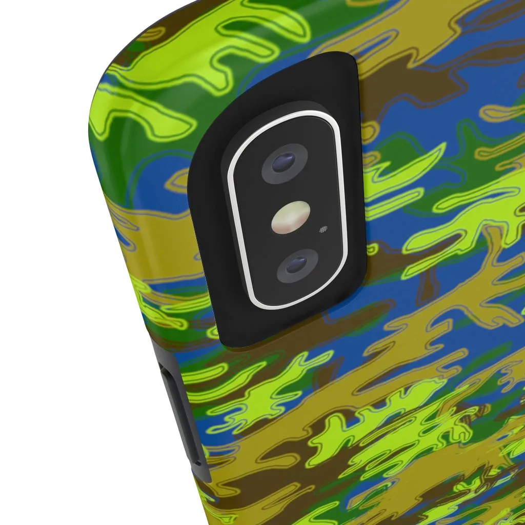 Blue Green Camo iPhone Case, Camouflage Case Mate Tough Samsung Galaxy Phone Cases