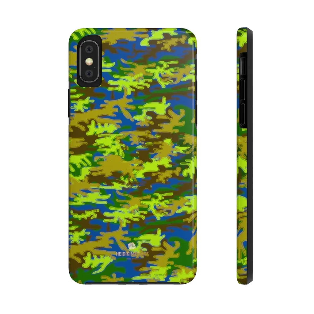 Blue Green Camo iPhone Case, Camouflage Case Mate Tough Samsung Galaxy Phone Cases