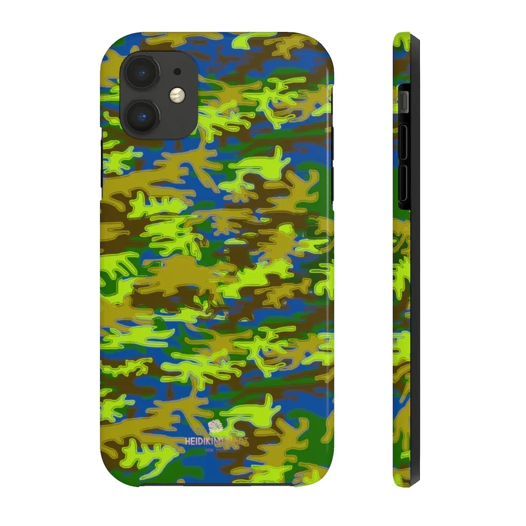 Blue Green Camo iPhone Case, Camouflage Case Mate Tough Samsung Galaxy Phone Cases