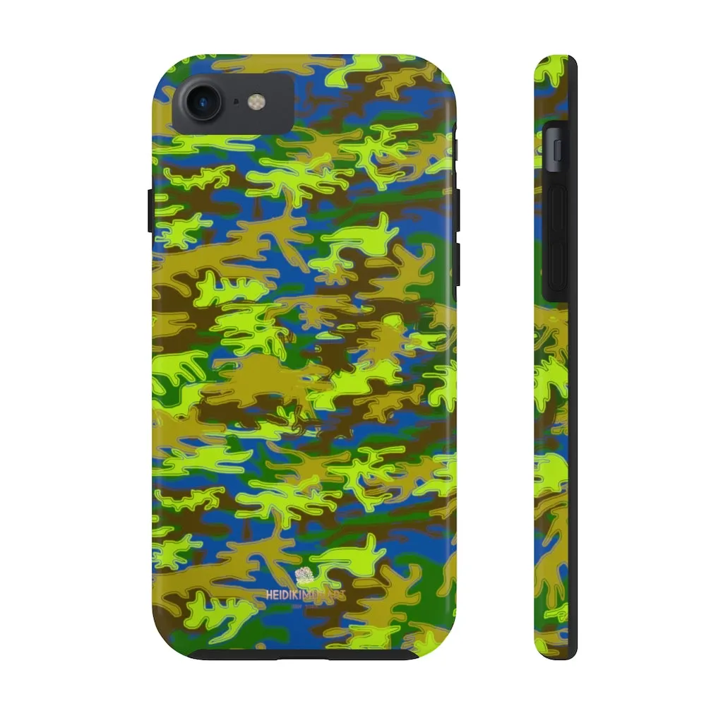 Blue Green Camo iPhone Case, Camouflage Case Mate Tough Samsung Galaxy Phone Cases