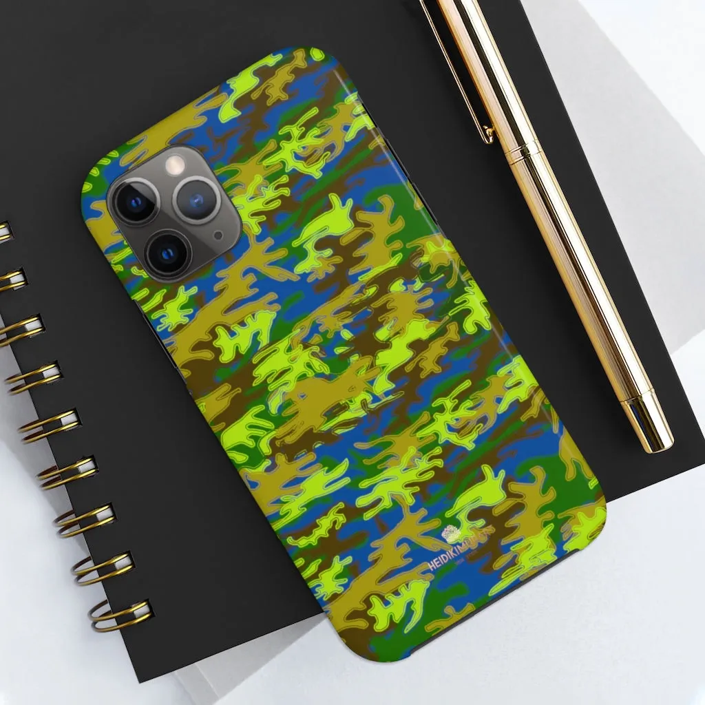 Blue Green Camo iPhone Case, Camouflage Case Mate Tough Samsung Galaxy Phone Cases