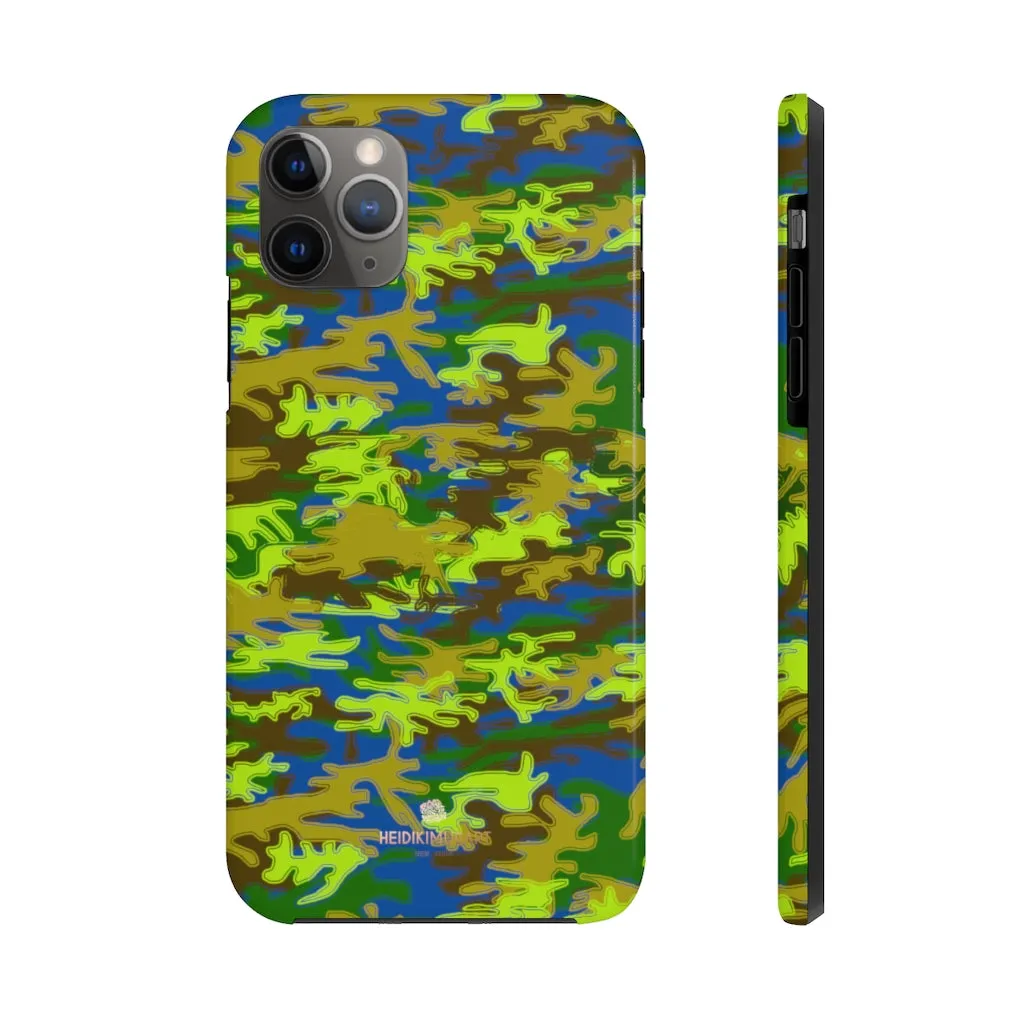 Blue Green Camo iPhone Case, Camouflage Case Mate Tough Samsung Galaxy Phone Cases