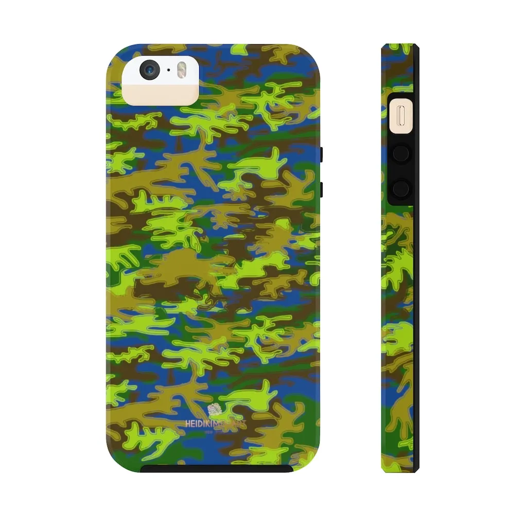 Blue Green Camo iPhone Case, Camouflage Case Mate Tough Samsung Galaxy Phone Cases