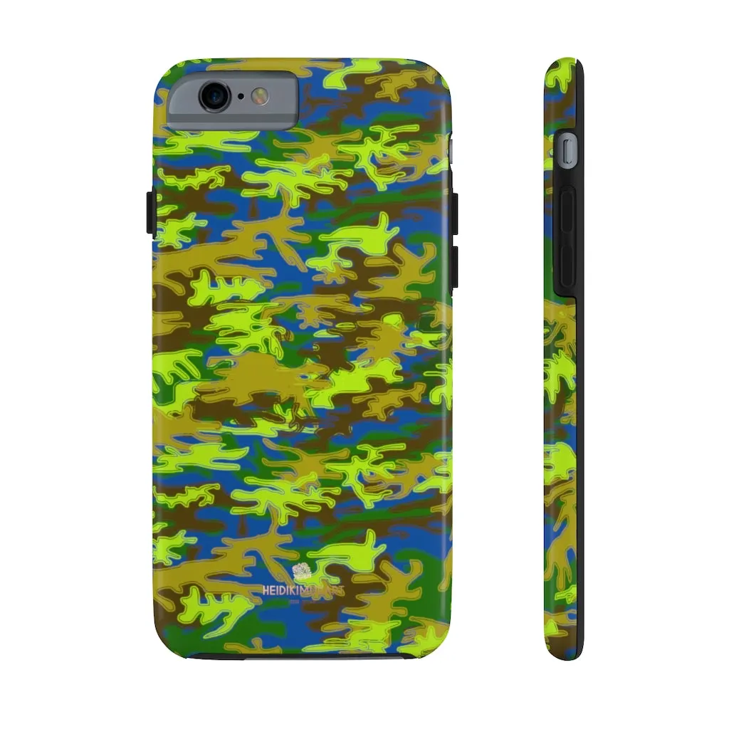 Blue Green Camo iPhone Case, Camouflage Case Mate Tough Samsung Galaxy Phone Cases