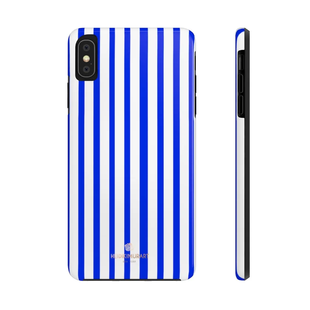 Blue Striped iPhone Case, Modern Designer Case Mate Tough Samsung Galaxy Phone Cases