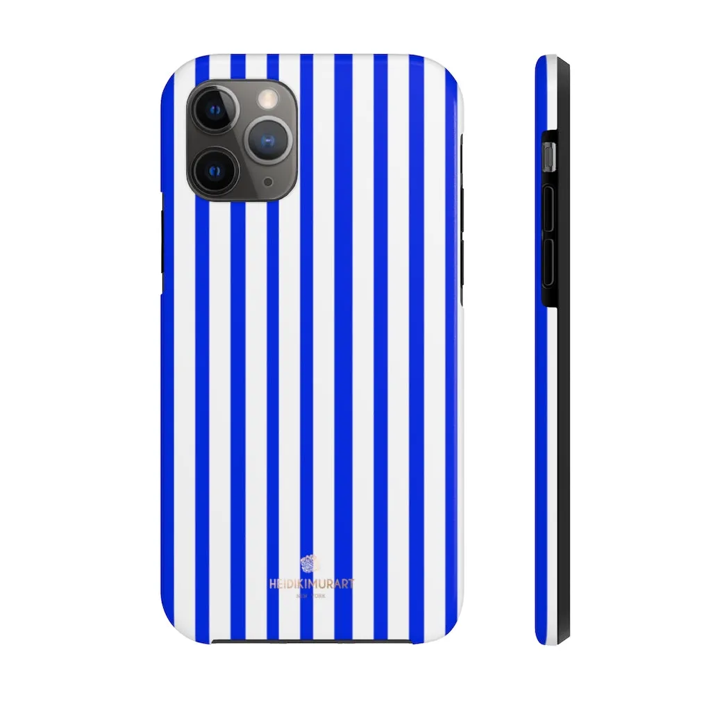 Blue Striped iPhone Case, Modern Designer Case Mate Tough Samsung Galaxy Phone Cases