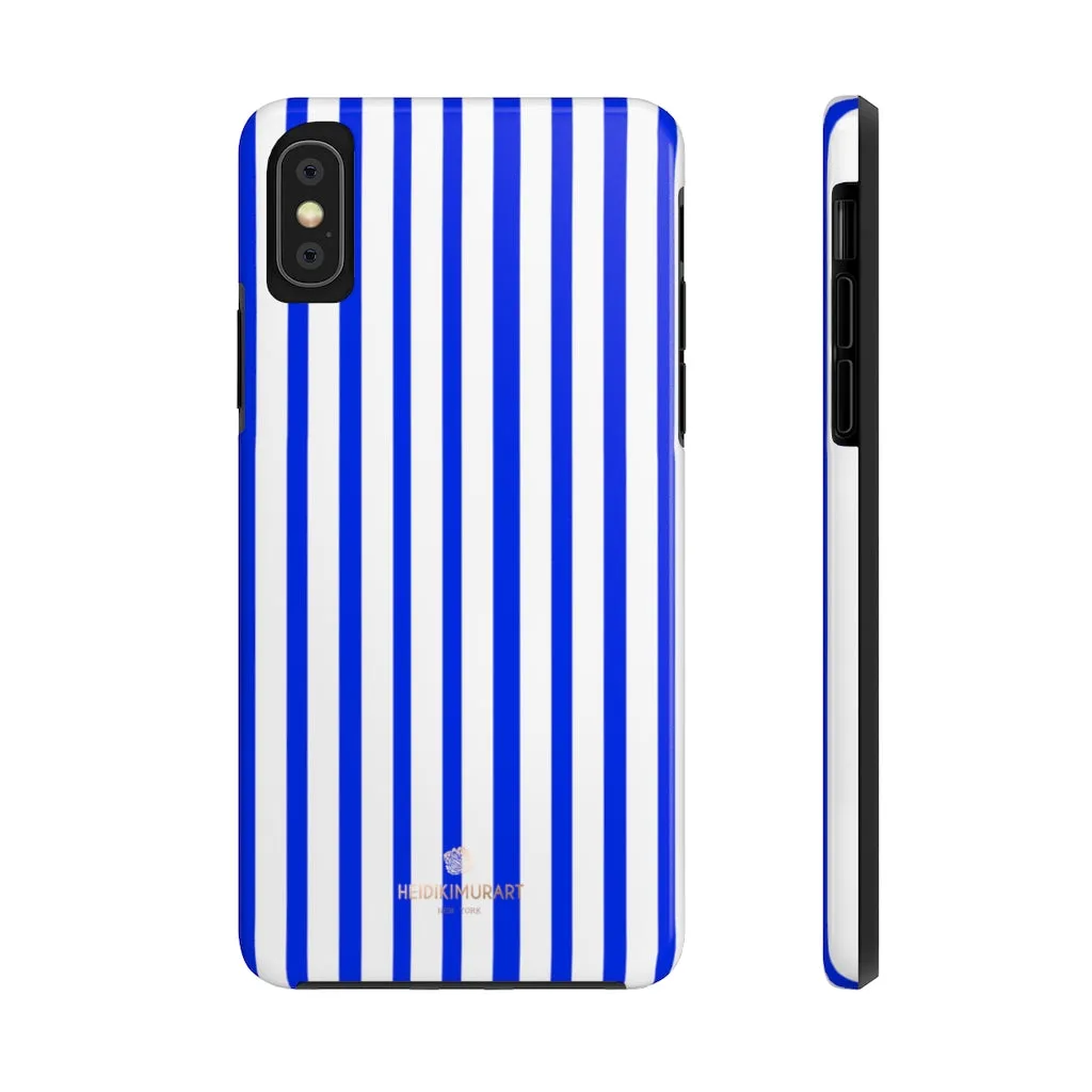 Blue Striped iPhone Case, Modern Designer Case Mate Tough Samsung Galaxy Phone Cases