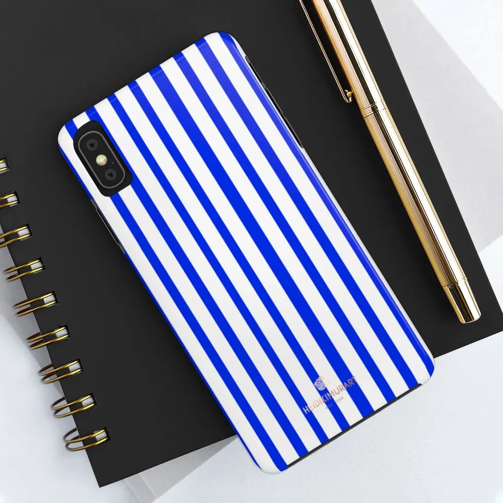 Blue Striped iPhone Case, Modern Designer Case Mate Tough Samsung Galaxy Phone Cases