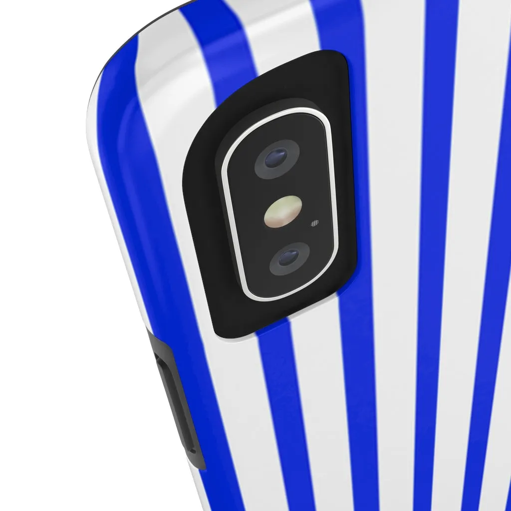 Blue Striped iPhone Case, Modern Designer Case Mate Tough Samsung Galaxy Phone Cases