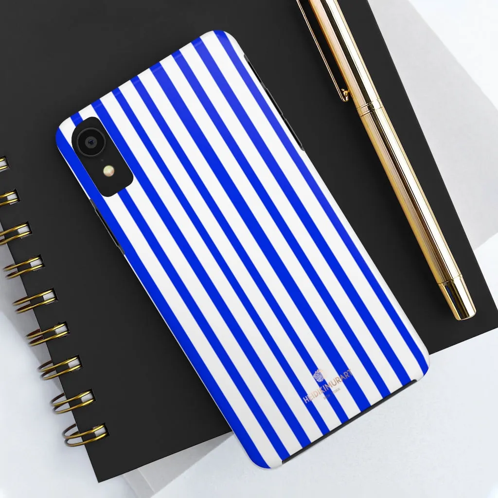 Blue Striped iPhone Case, Modern Designer Case Mate Tough Samsung Galaxy Phone Cases