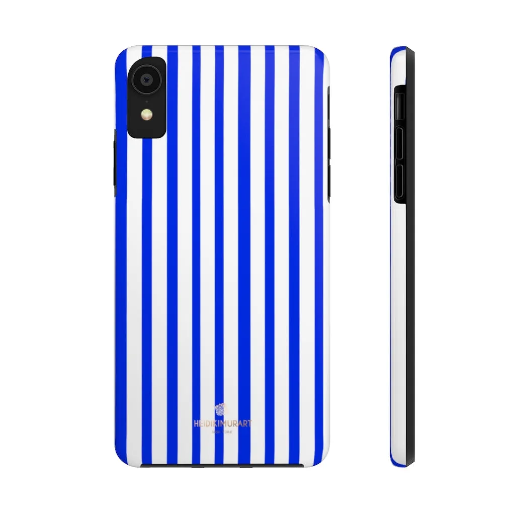 Blue Striped iPhone Case, Modern Designer Case Mate Tough Samsung Galaxy Phone Cases